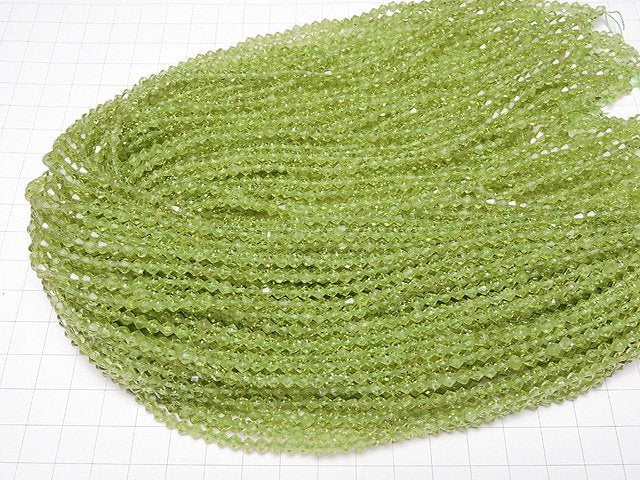 [Video] High Quality! Peridot AAA- Abacus Cut 4x4x3.5mm 1strand beads (aprx.15inch / 37cm)