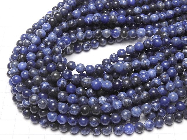 [Video] Sodalite AA++ Round 6.5mm 1-strand beads (approx. 14 inches/35 cm)