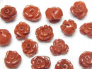 [Video] Red Coral (Dyed) Rose 10mm [Half Drilled Hole] 4pcs