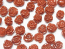 [Video] Red Coral (Dyed) Rose 10mm [Half Drilled Hole] 4pcs