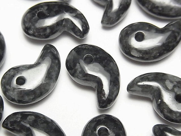 [Video] Black Jadeite AA++ Comma Shaped Bead 20x13mm 1pc