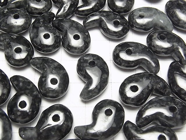 [Video] Black Jadeite AA++ Comma Shaped Bead 20x13mm 1pc