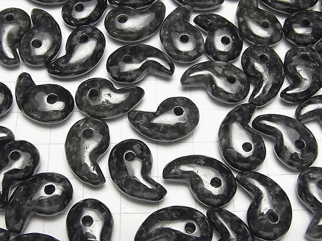 [Video] Black Jadeite AA++ Comma Shaped Bead 20x13mm 1pc