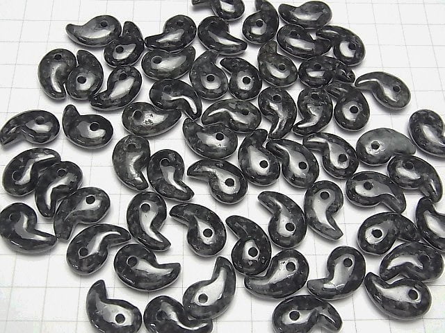 [Video] Black Jadeite AA++ Comma Shaped Bead 20x13mm 1pc