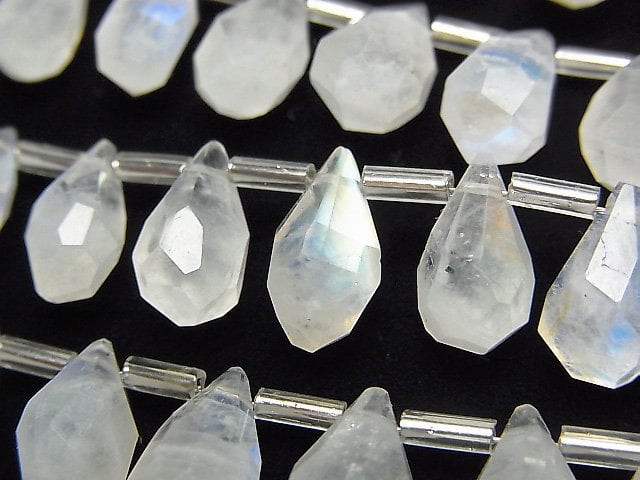 Drop, Faceted Briolette, Rainbow Moonstone Gemstone Beads