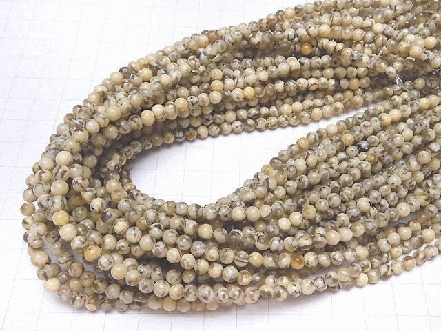 Graphic Granite Round 4mm 1strand beads (aprx.15inch / 36cm)