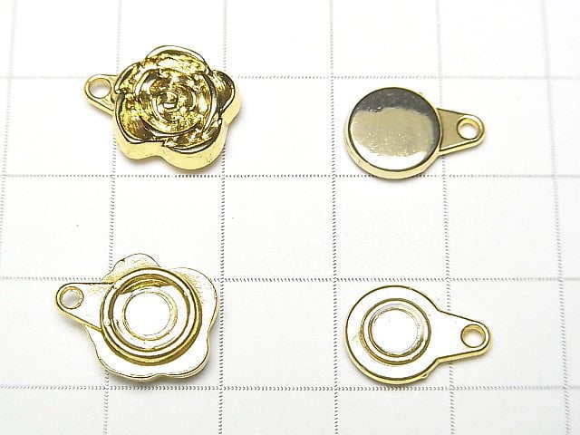 [Video] Metal parts Magnet type Clasp with Jump Ring 17x11mm Flower Gold color 1pair