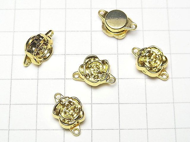 [Video] Metal parts Magnet type Clasp with Jump Ring 17x11mm Flower Gold color 1pair