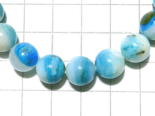 [Video] [One of a kind] High quality Peruvian Blue Opal AAAA+ Round 10mm Bracelet NO.100