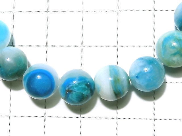 [Video] [One of a kind] High quality Peruvian Blue Opal AAAA+ Round 10mm Bracelet NO.101