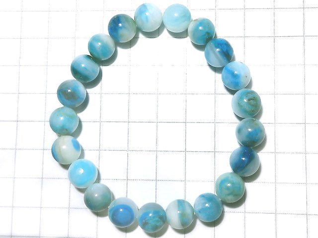 [Video] [One of a kind] High quality Peruvian Blue Opal AAAA+ Round 10mm Bracelet NO.101