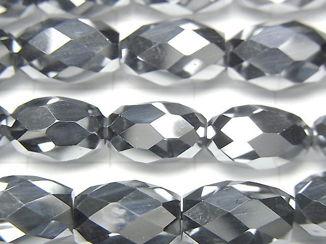 [Video] High Quality! Terahertz Faceted Rice 12x8x8mm half or 1strand beads (aprx.15inch / 37cm)
