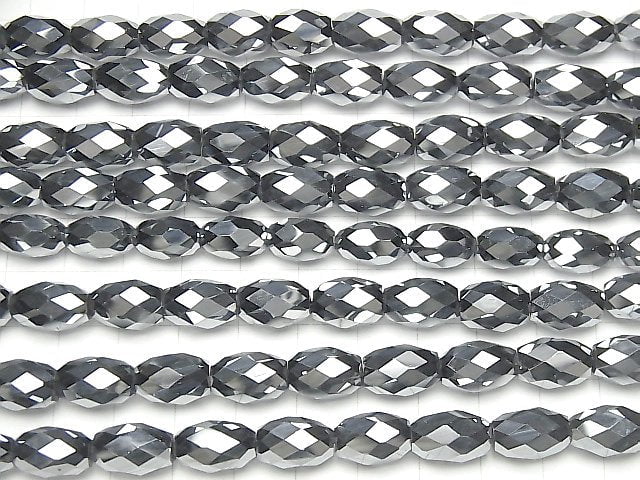 [Video] High Quality! Terahertz Faceted Rice 12x8x8mm half or 1strand beads (aprx.15inch / 37cm)