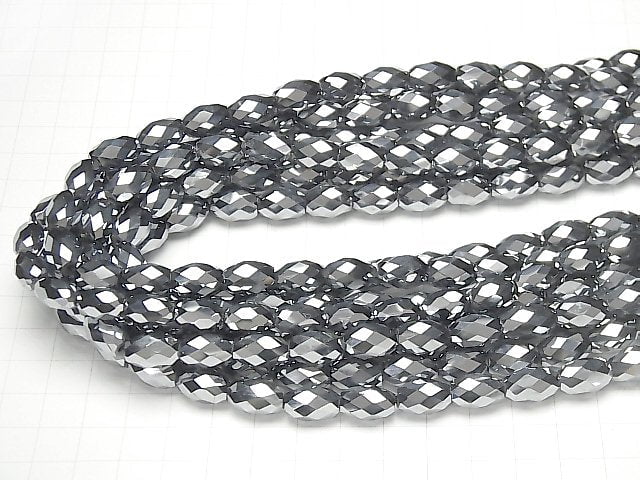 [Video] High Quality! Terahertz Faceted Rice 12x8x8mm half or 1strand beads (aprx.15inch / 37cm)