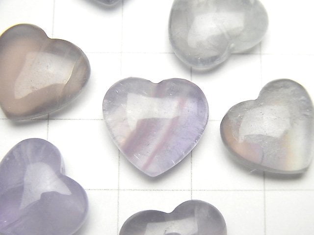 [Video] Multicolor Fluorite AA++ Heart Motif 14x14mm [Half Drilled Hole] 5pcs