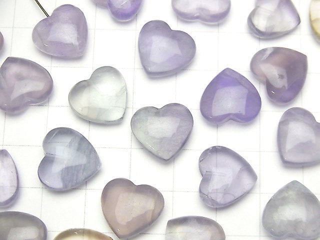 [Video] Multicolor Fluorite AA++ Heart Motif 14x14mm [Half Drilled Hole] 5pcs