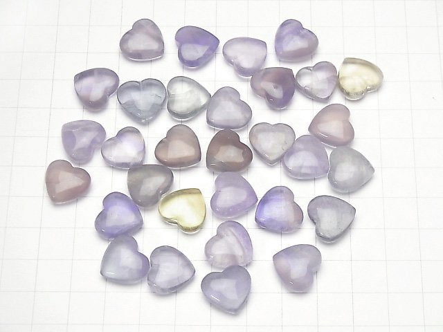 [Video] Multicolor Fluorite AA++ Heart Motif 14x14mm [Half Drilled Hole] 5pcs