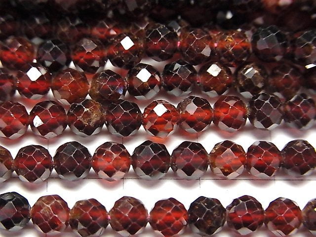 [Video] High Quality! Garnet AA+ Faceted Round 5mm 1strand beads (aprx.14inch / 35cm)