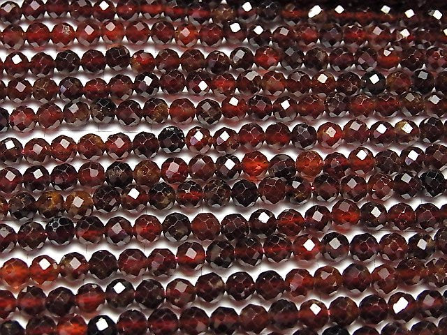 [Video] High Quality! Garnet AA+ Faceted Round 5mm 1strand beads (aprx.14inch / 35cm)