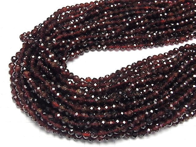 [Video] High Quality! Garnet AA+ Faceted Round 5mm 1strand beads (aprx.14inch / 35cm)