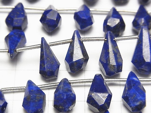 [Video] High Quality Lapislazuli AA++ Rough Drop Faceted Briolette 1strand (18pcs)