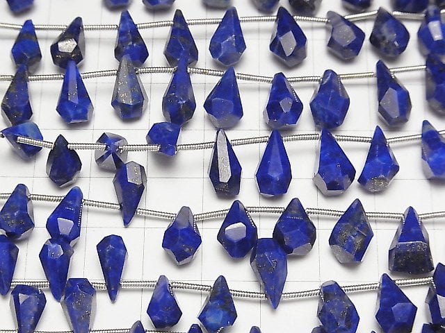 [Video] High Quality Lapislazuli AA++ Rough Drop Faceted Briolette 1strand (18pcs)