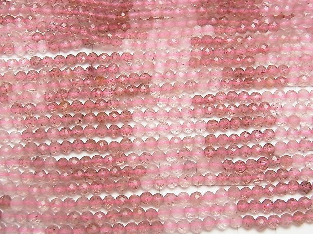 [Video] High Quality! Pink Epidote AA++ Faceted Round 3-3.5mm 1strand beads (aprx.15inch / 38cm)