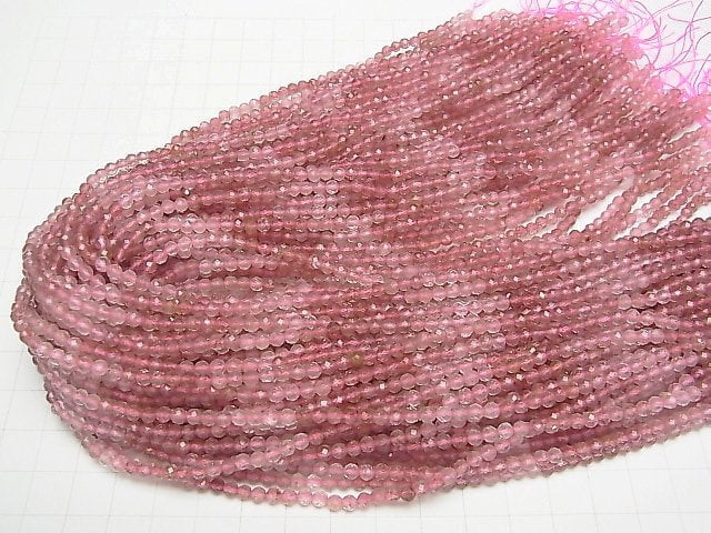 [Video] High Quality! Pink Epidote AA++ Faceted Round 3-3.5mm 1strand beads (aprx.15inch / 38cm)