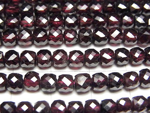 [Video] High Quality! Garnet AA++ Cube Shape 4x4x4mm half or 1strand beads (aprx.15inch/36cm)