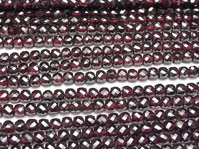 [Video] High Quality! Garnet AA++ Cube Shape 4x4x4mm half or 1strand beads (aprx.15inch/36cm)