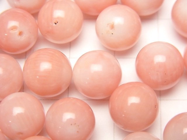 [Video] Pink Orange Coral (Dyed) Half Drilled Hole Round 10mm 4pcs