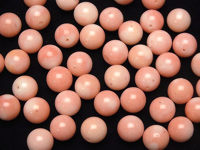 [Video] Pink Orange Coral (Dyed) Half Drilled Hole Round 10mm 4pcs