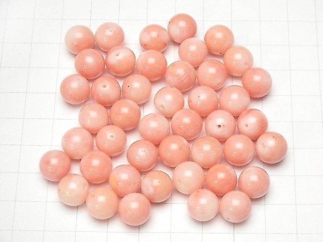 [Video] Pink Orange Coral (Dyed) Half Drilled Hole Round 10mm 4pcs