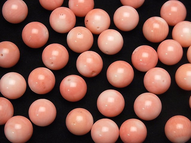 [Video] Pink Orange Coral (Dyed) Half Drilled Hole Round 12mm 2pcs