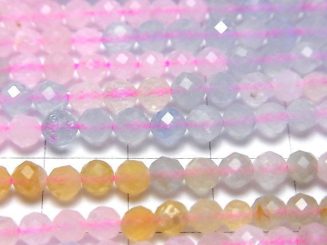 [Video] High Quality! Beryl Mix AA++ Faceted Round 4mm 1strand beads (aprx.15inch / 37cm)