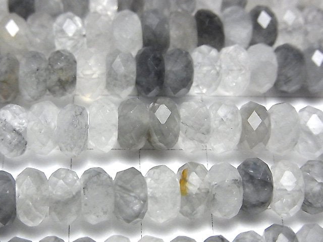 [Video] High Quality! Gray Quartz AA Faceted Button Rondelle 8x8x4mm half or 1strand beads (aprx.15inch / 37cm)