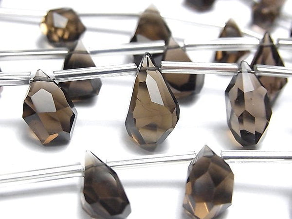 Drop, Faceted Briolette, Smoky Quartz Gemstone Beads