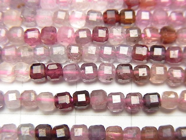 [Video]High Quality! Multi-color Spinel AA++ Cube Shape 3x3x3mm half or 1strand beads (aprx.15inch/36cm)