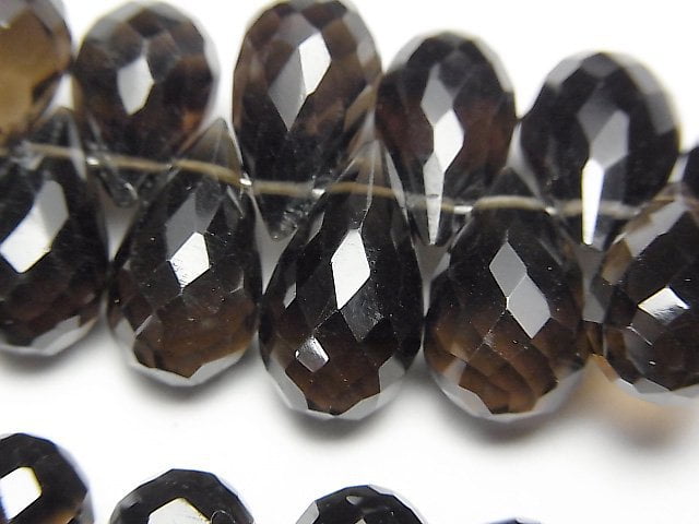 Drop, Faceted Briolette, Smoky Quartz Gemstone Beads