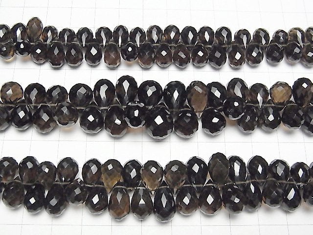 High Quality Smoky Quartz AAA Drop  Faceted Briolette  half or 1strand beads (aprx.6inch/15cm)