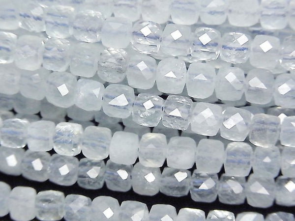 Aquamarine, Cube Gemstone Beads