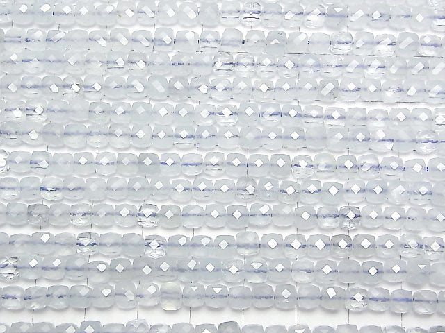[Video] High Quality! Aquamarine AA++ Cube Shape 4x4x4mm 1strand beads (aprx.15inch / 37cm)