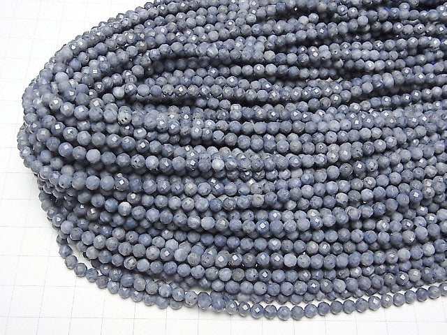 [Video]High Quality! Blue Sponge Coral Faceted Round 4mm 1strand beads (aprx.15inch/36cm)