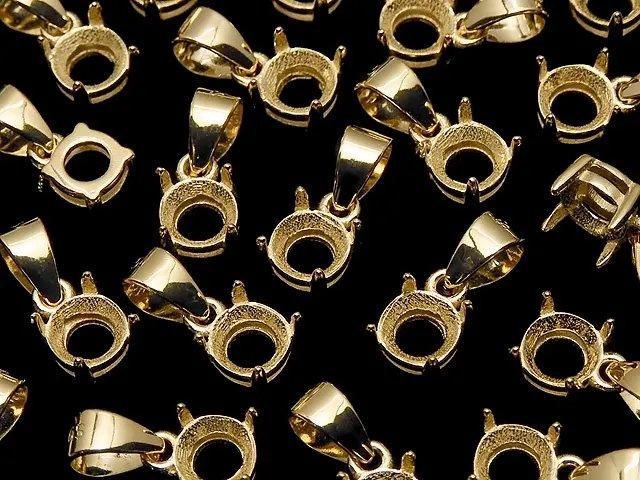 [Video] Silver925 Pendant Frame Round Faceted 4mm 18KGP 1pc