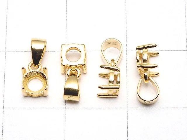[Video] Silver925 Pendant Frame Round Faceted 4mm 18KGP 1pc