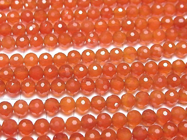 [Video]High Quality! Carnelian AAA 128Faceted Round 6mm 1strand beads (aprx.15inch/37cm)