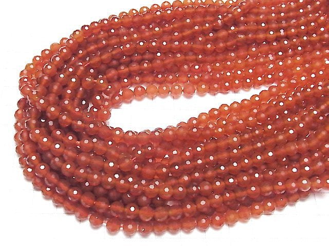 [Video]High Quality! Carnelian AAA 128Faceted Round 6mm 1strand beads (aprx.15inch/37cm)