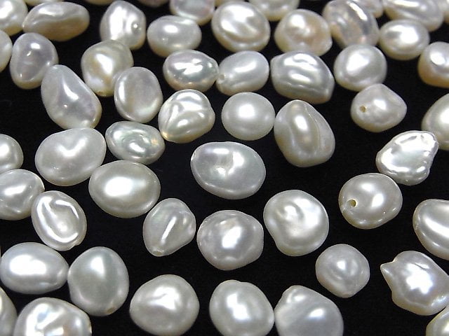 [Video] Fresh Water Pearl AA++ Loose stone Potato-Baroque 6-10mm [Half Drilled Hole] White 10pcs