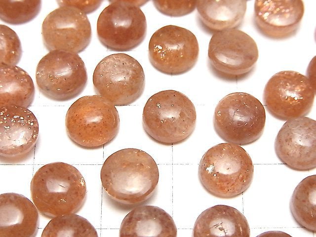 [Video]High Quality Sunstone AA++ Round Cabochon 8x8mm 3pcs