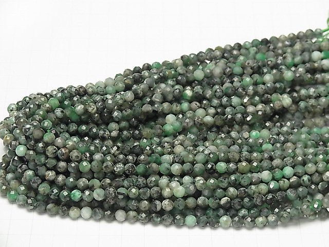 [Video] High Quality! Brazil Emerald AA+ Faceted Round 5mm 1strand beads (aprx.15inch / 36cm)